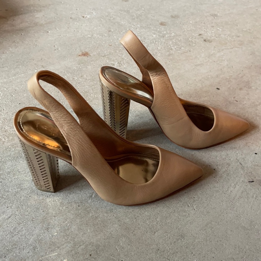 Coach sling back block heel